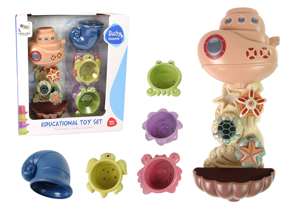 Lean toys Vonios rinkinys Laivas Sea Animals krioklys