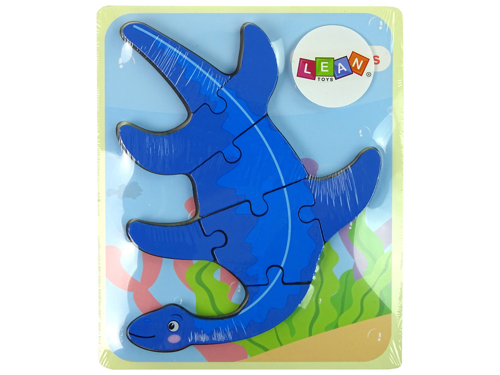 Medinė dėlionė dinozauras leantoys, 6 det.