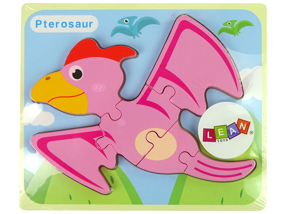 Medinė dėlionė dinozauras leantoys, 6 det.