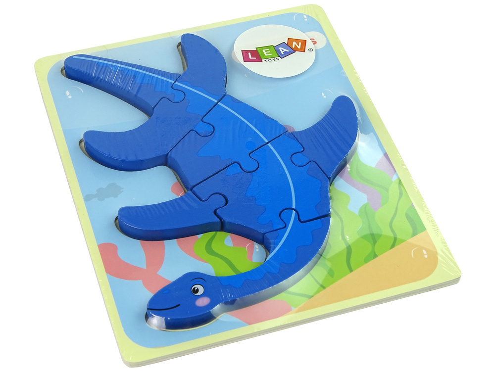 Medinė dėlionė dinozauras leantoys, 6 det.