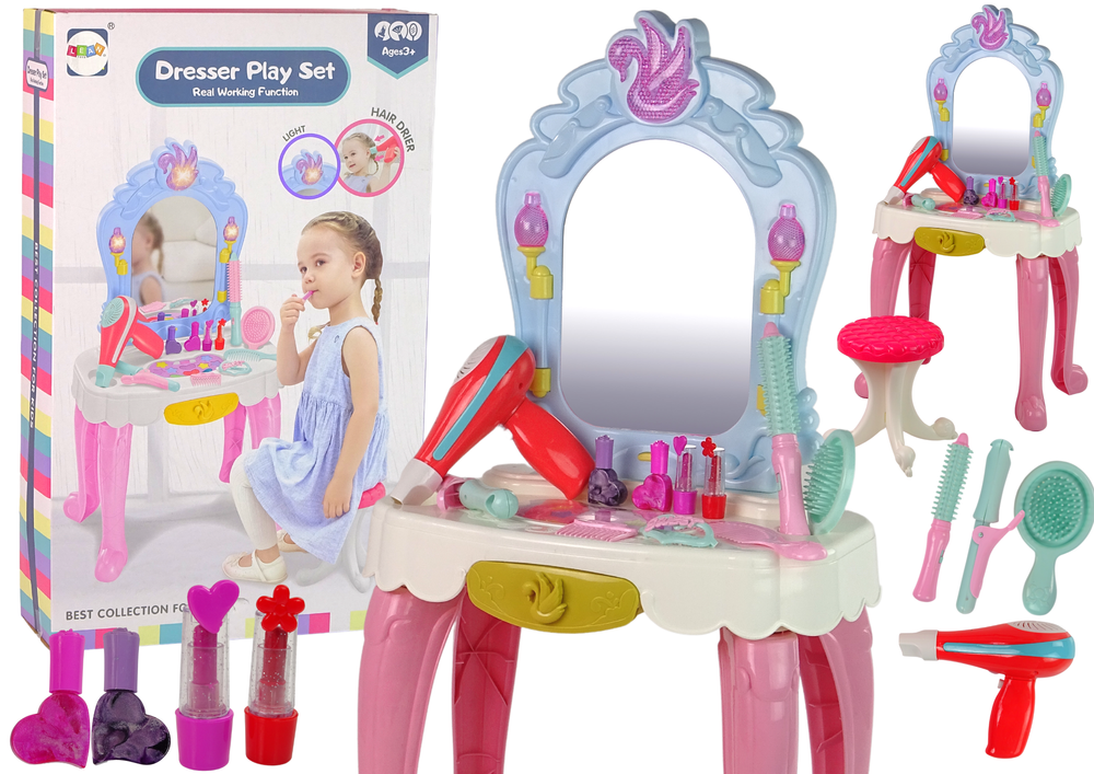 Vaikiškas kosmetinis staliukas su priedais lean toys