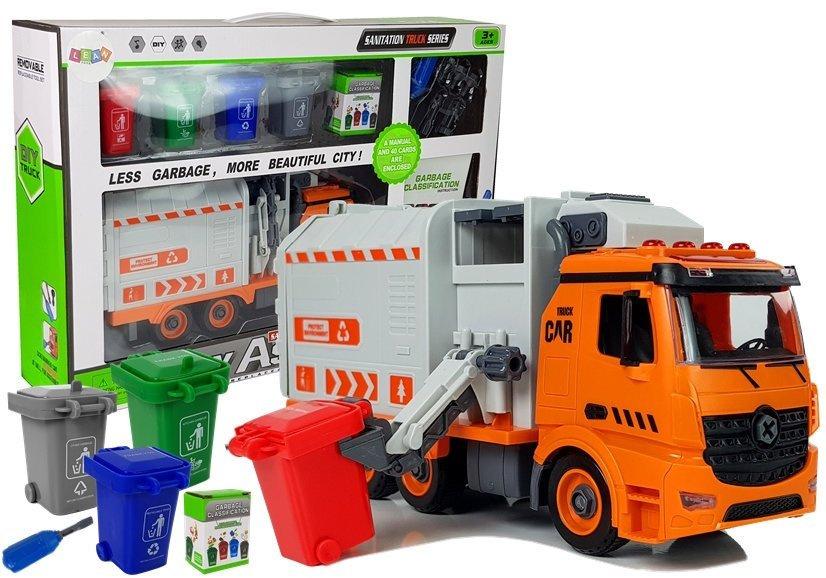 Žaislinė atliekų rūšiavimo mašina lean toys, oranžinė