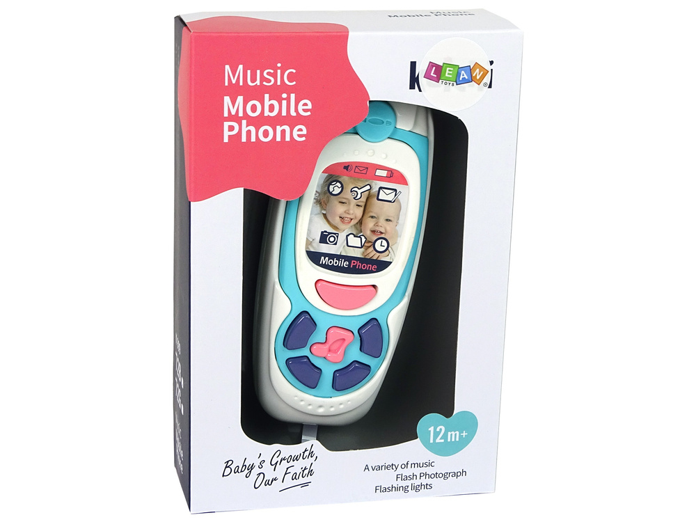 Vaikiškas mokomasis muzikinis telefonas mėlynas