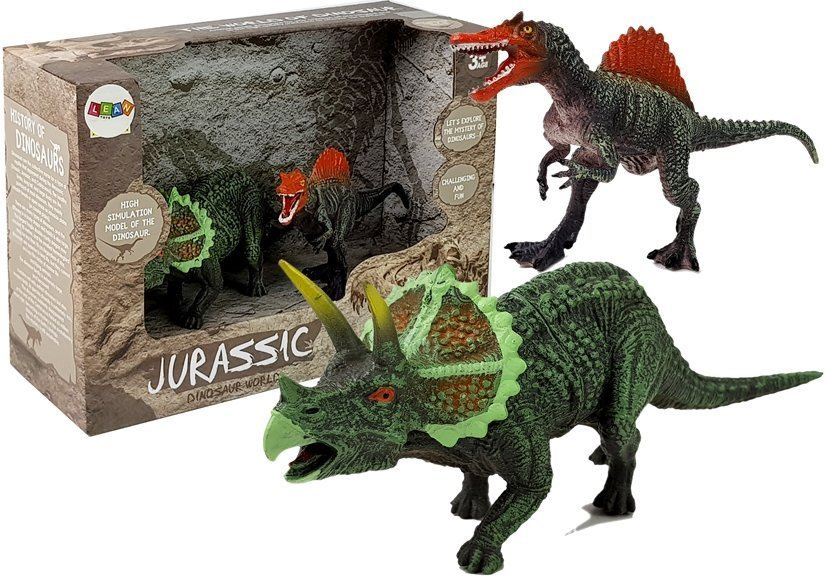 Dinozaurų figūrėlių rinkinys spinozauras ir triceratopas leantoys