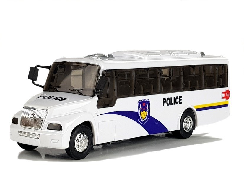 Policijos autobusiukas su garsu lean toys, baltas