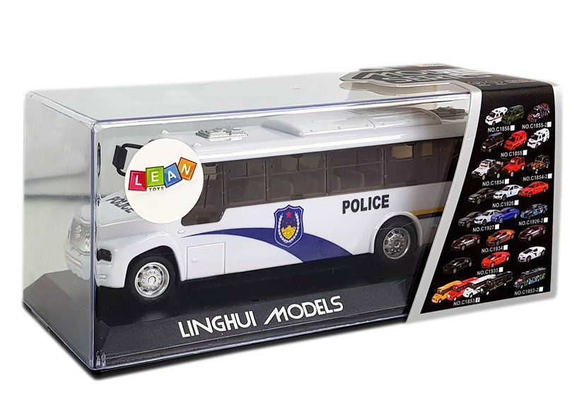 Policijos autobusiukas su garsu lean toys, baltas