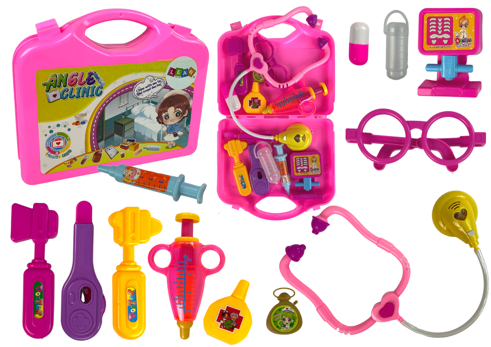 Žaislinis daktaro rinkinys leantoys, rožinė