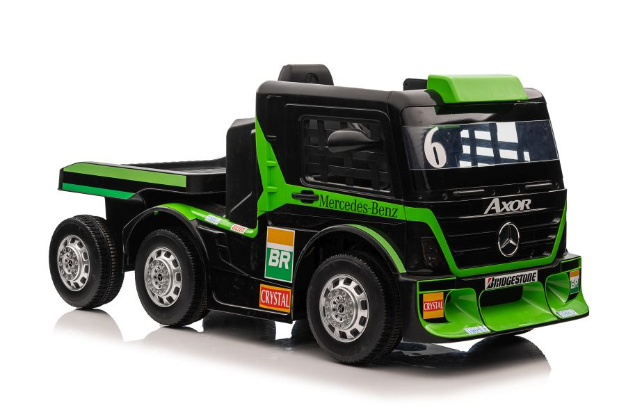 Vienvietis elektromobilis su priekaba mercedes-benz axor xmx622, žalias