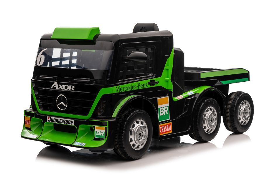 Vienvietis elektromobilis su priekaba mercedes-benz axor xmx622, žalias