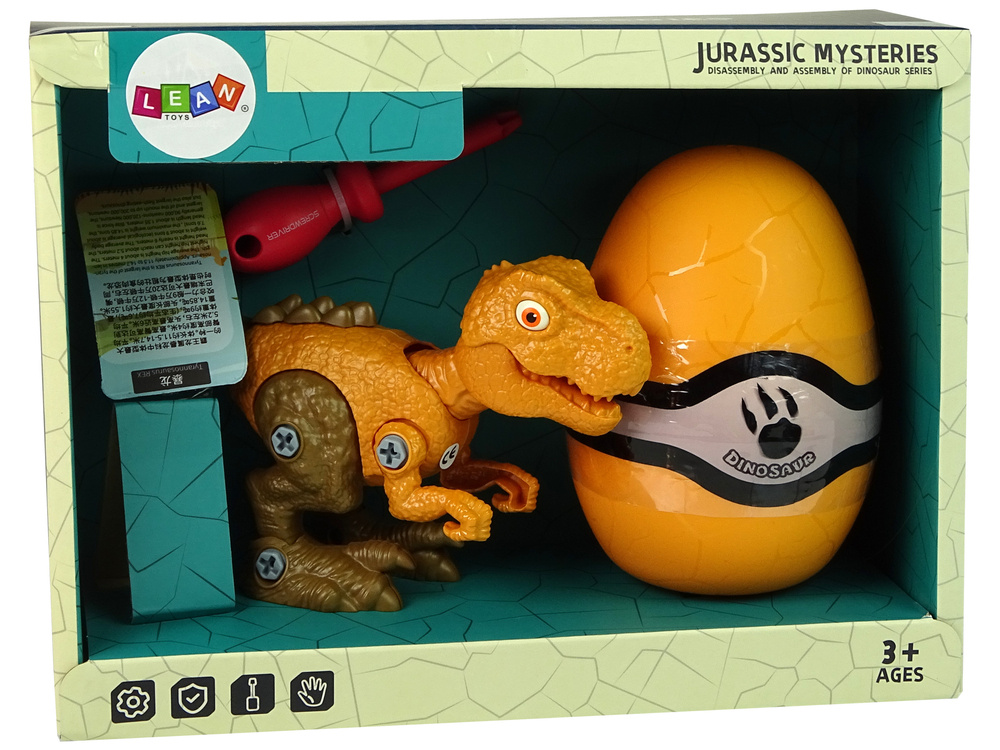 Dinozaurų rinkinys su atsuktuvu berniukams lean toys, geltonas