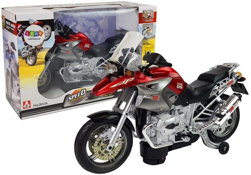 Žaislinis motociklas su šviesų ir garso efektais lean toys, raudonas