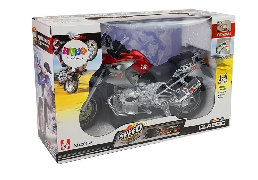 Žaislinis motociklas su šviesų ir garso efektais lean toys, raudonas