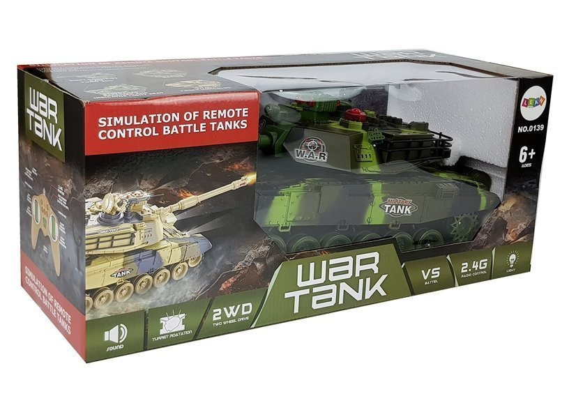 Tankas valdomas radijo bangomis war tank, žalia/juoda