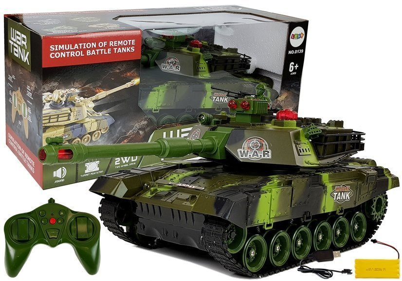 Tankas valdomas radijo bangomis war tank, žalia/juoda