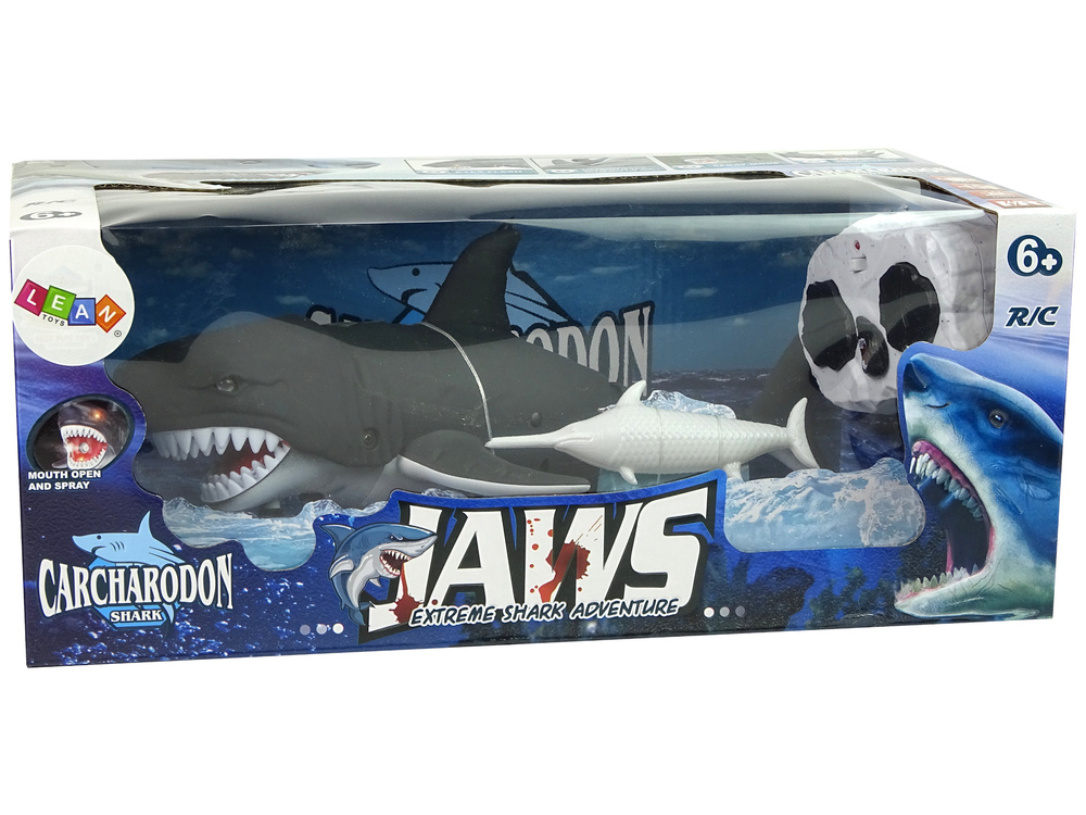 Nuotoliniu būdu valdomas žaislinis juodasis ryklys lean toys, juodas