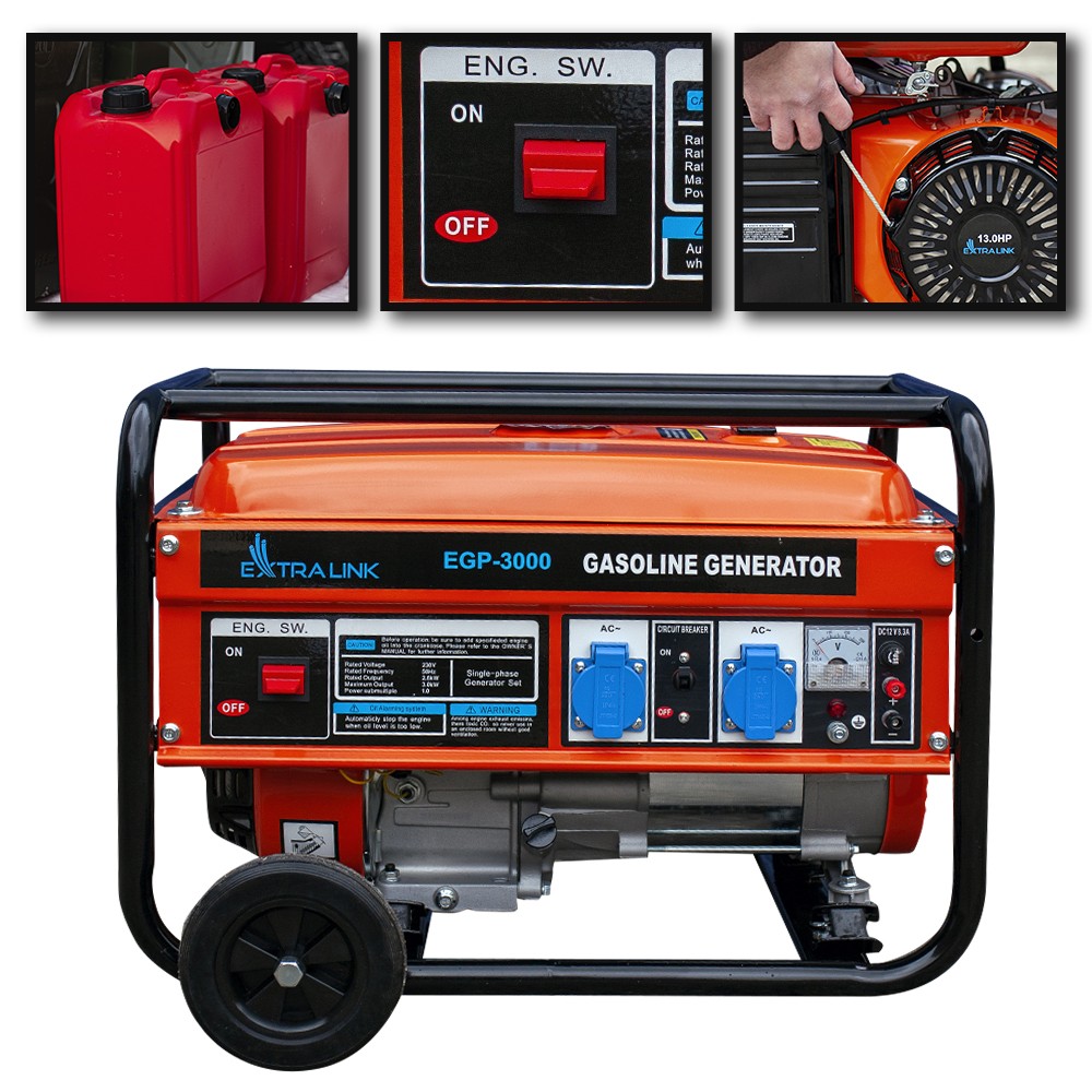 Benzininis elektros generatorius Extralink EGP-3000, 3000W, Native