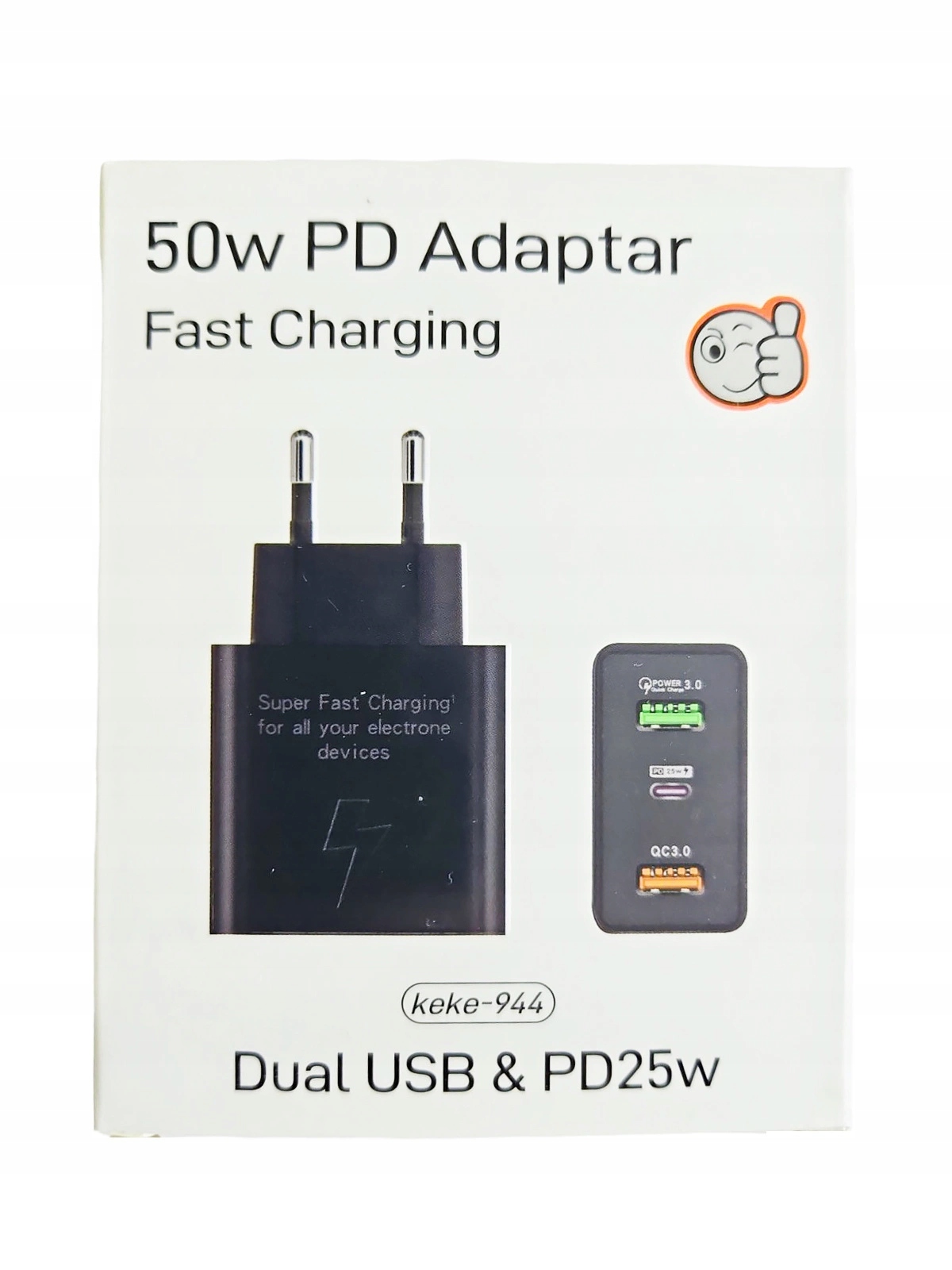 50w 2x usb qc + usb-c pd įkroviklis