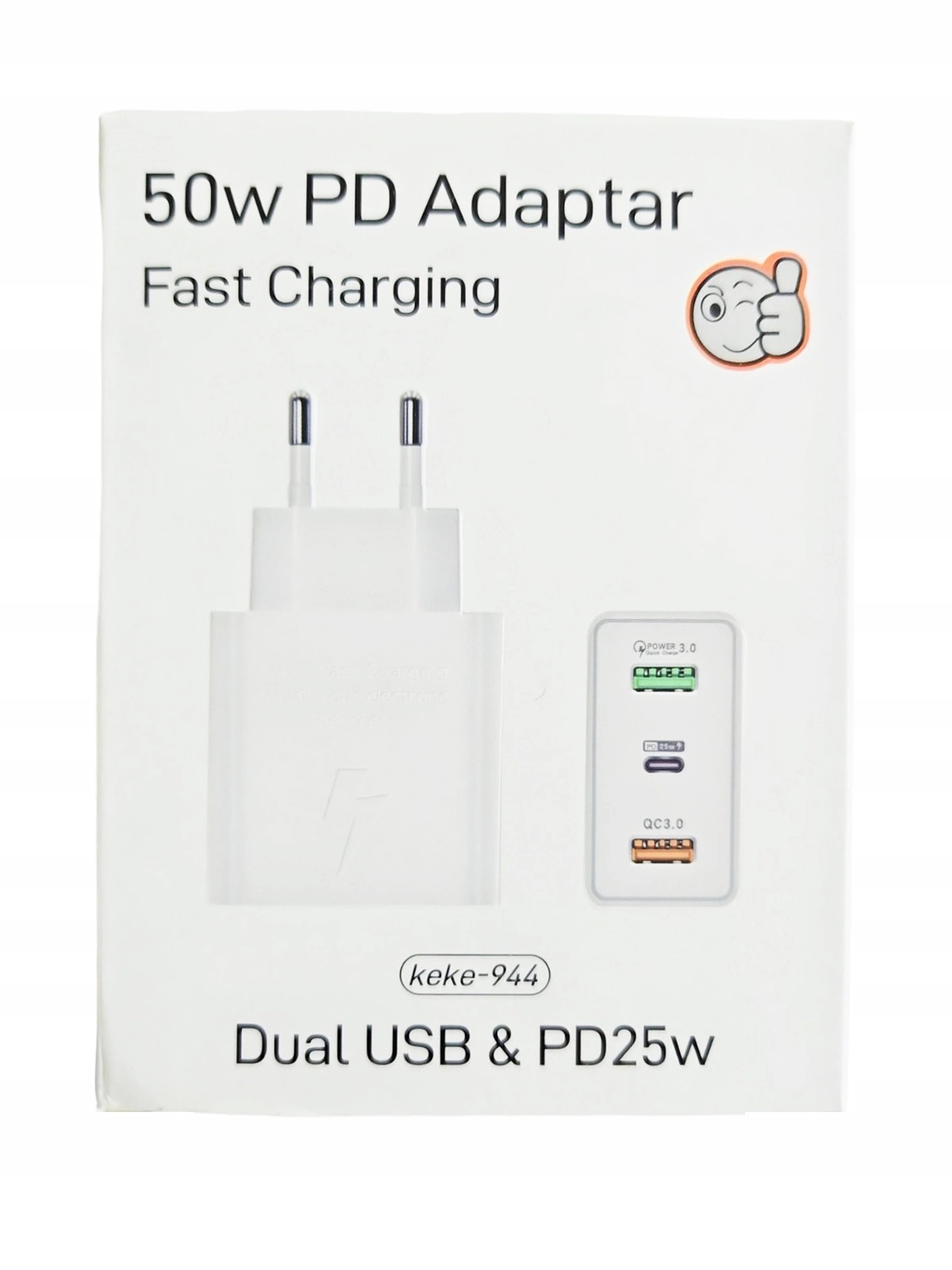 50w 2x usb qc + usb-c pd įkroviklis