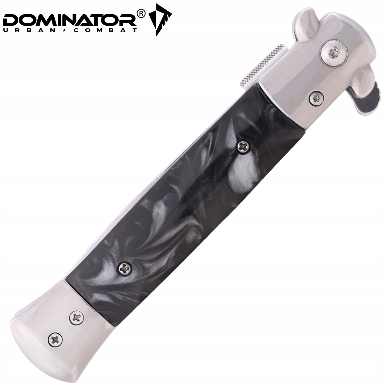 Dominator Urban Combat Sicilietiško tipo sulankstomas peilis su klipsu, ašmenys 9,7 cm, sidabrinis/juodas