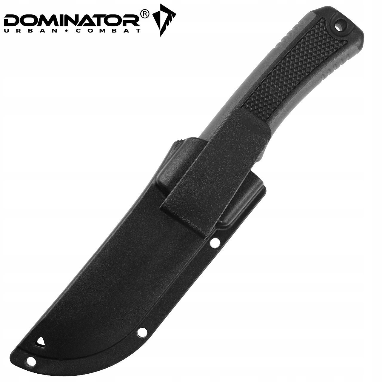 Dominator Urban Combat Peilis su fiksuota geležte "Thunder", ašmenys 10 cm, su dėklu su segtuku, juoda/pilka