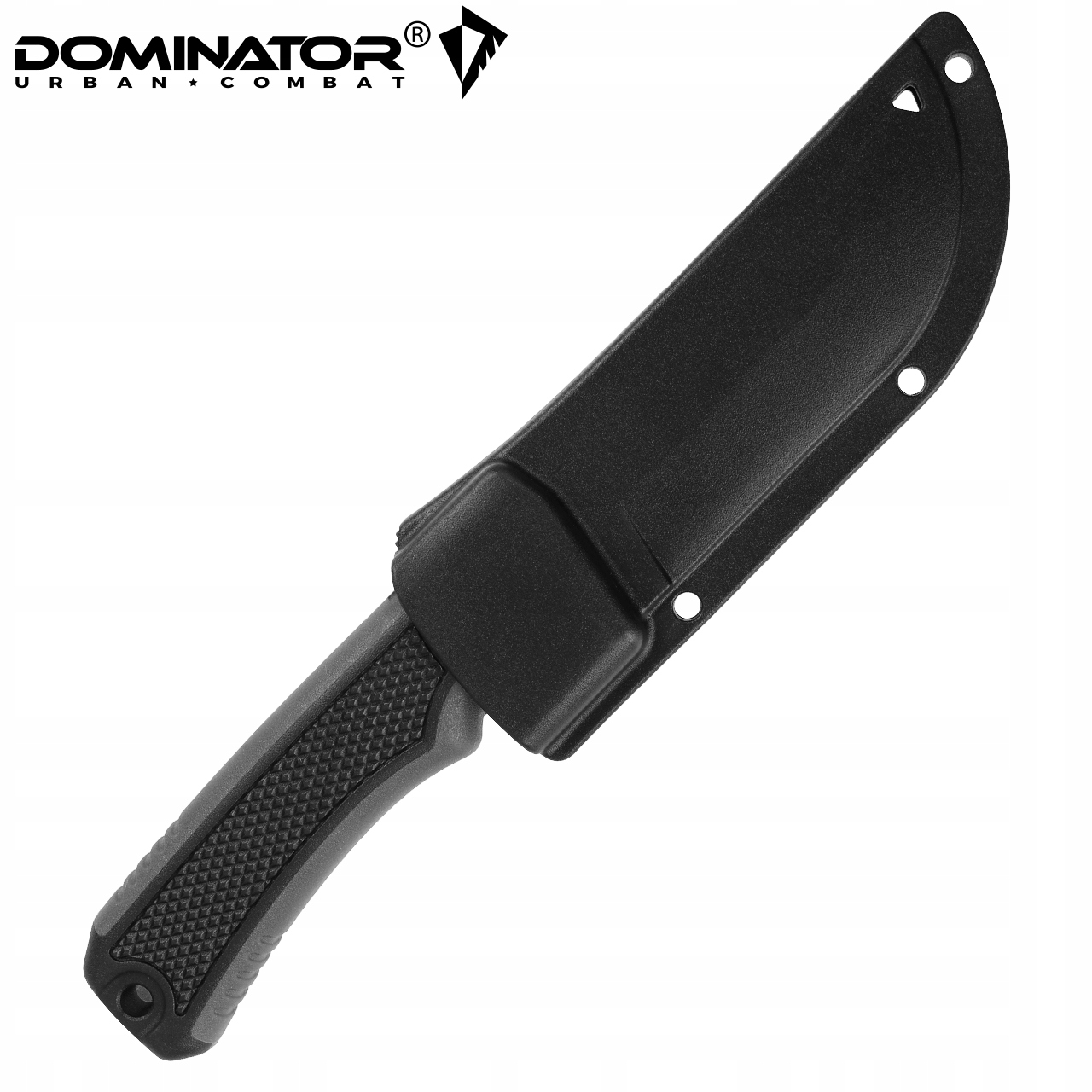 Dominator Urban Combat Peilis su fiksuota geležte "Thunder", ašmenys 10 cm, su dėklu su segtuku, juoda/pilka