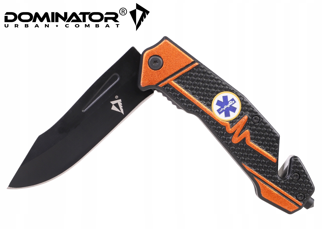 Dominator Urban Combat Sulankstomas peilis 2-83 Gelbėjimo su langų daužikliu, ašmenys 9,6 cm, oranžinis/juodas