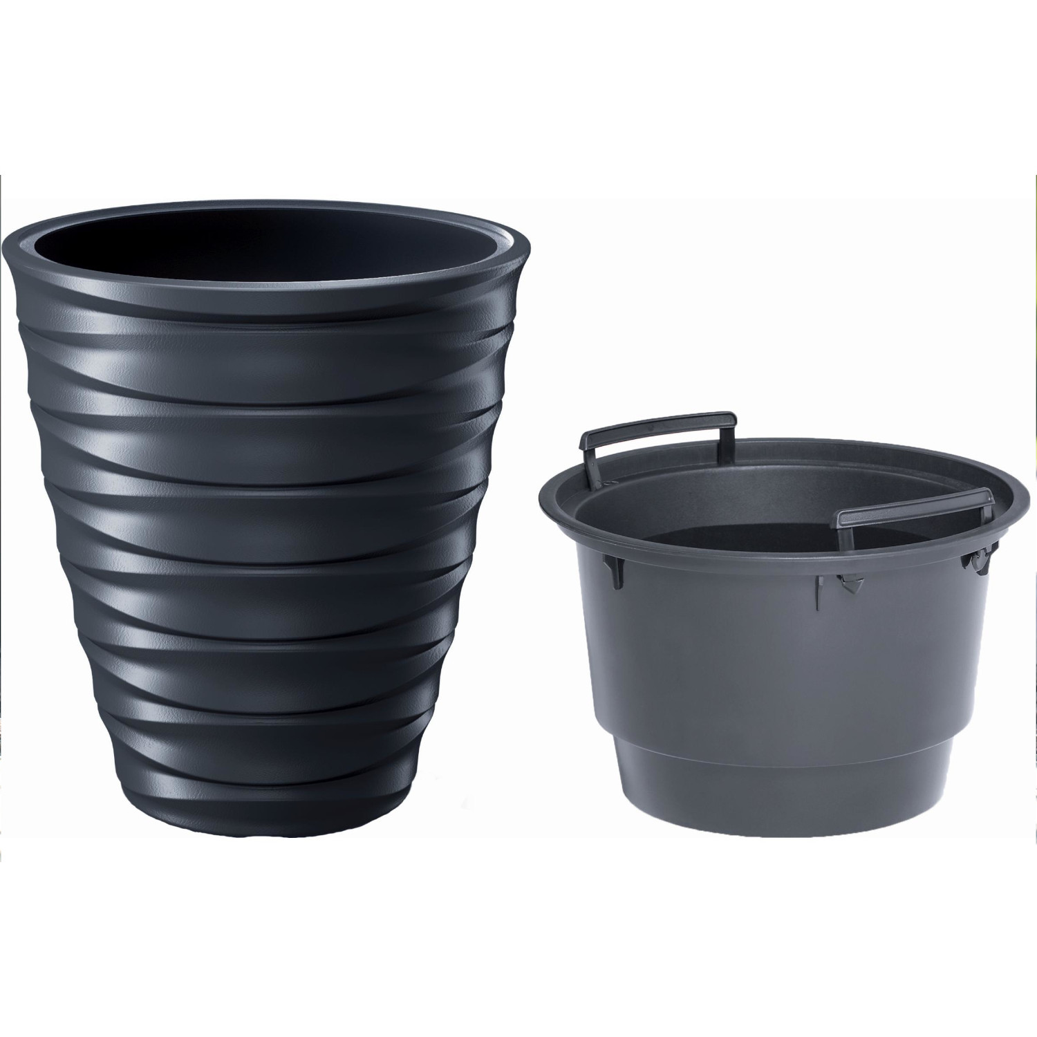 Gėlių vazonas Prosperplast Freze DBFE400-S433, juodas, 38.3x41.9 cm