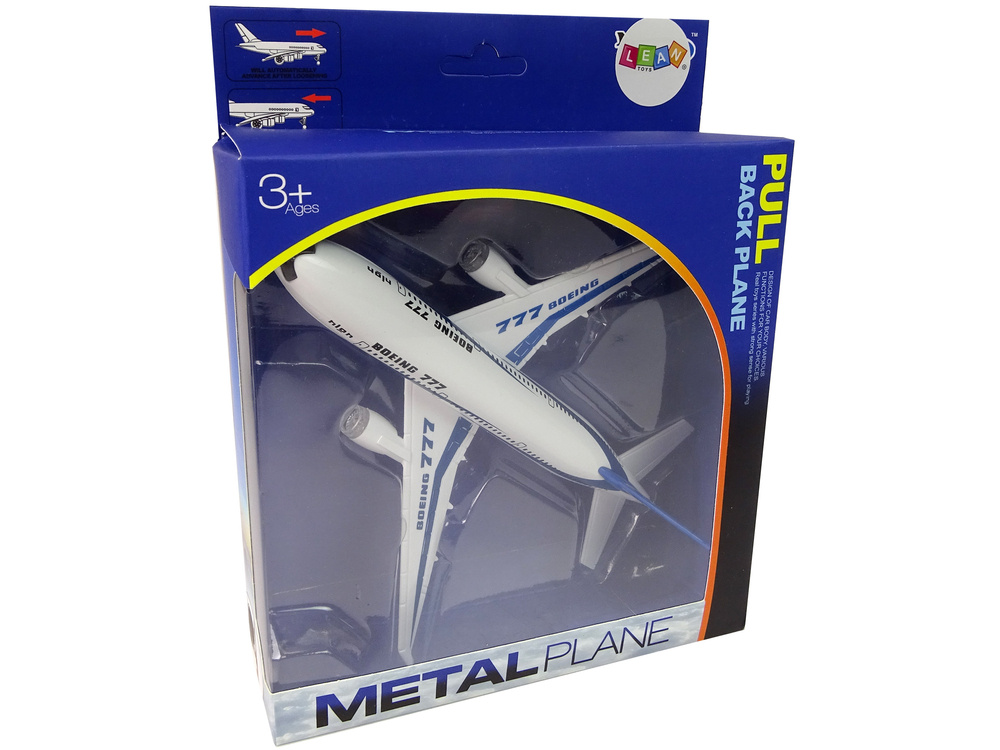 Žaislinis keleivinis lėktuvas boeing 777 white propulsion lean toys, baltas/mėlynas