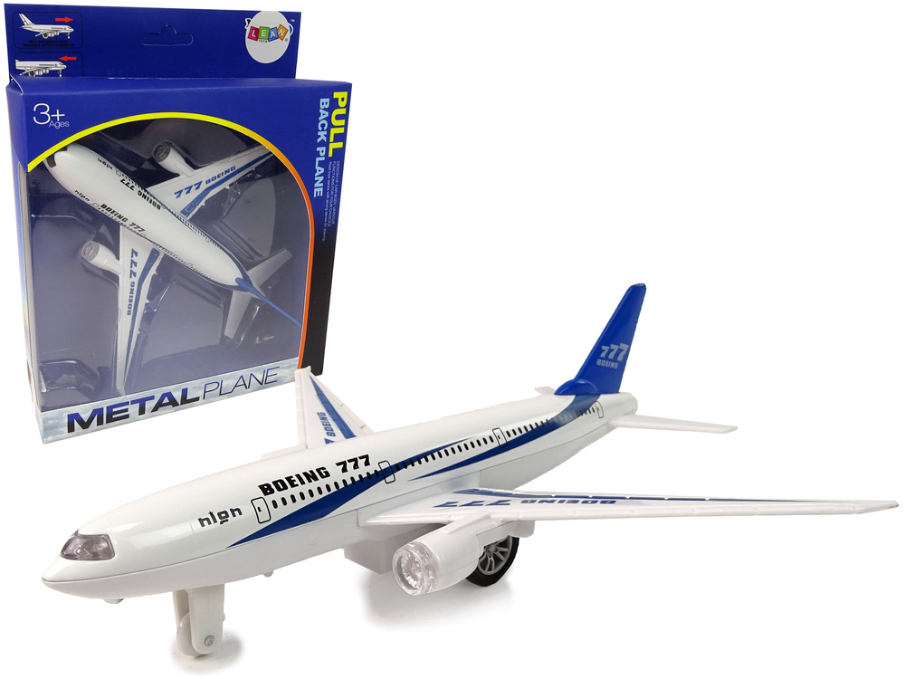 Žaislinis keleivinis lėktuvas boeing 777 white propulsion lean toys, baltas/mėlynas