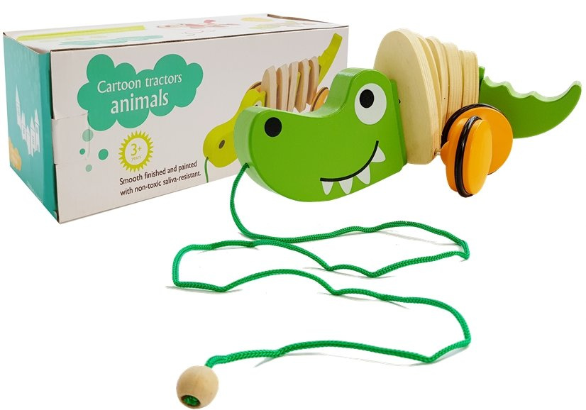 Medinis krokodilas ant ratų lean toys, 18 cm