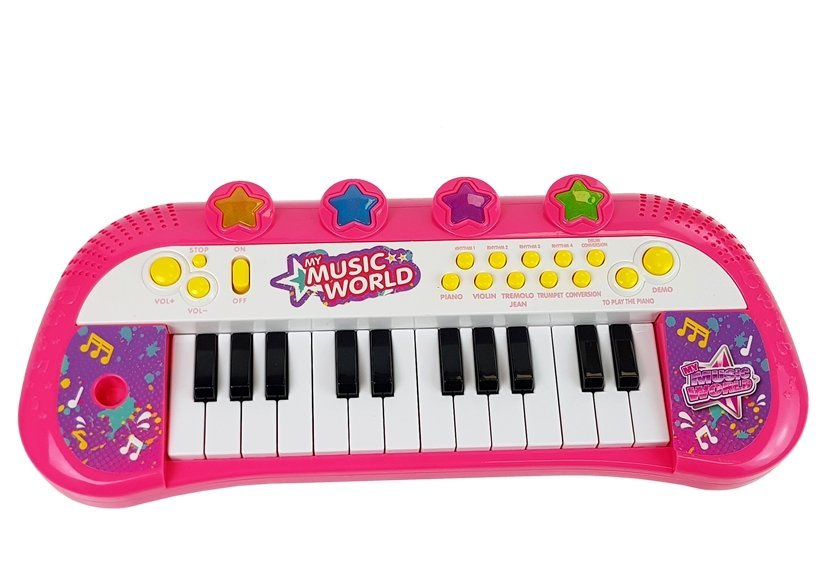 Vaikiškas pianinas 24 klavišų, rožinis 2