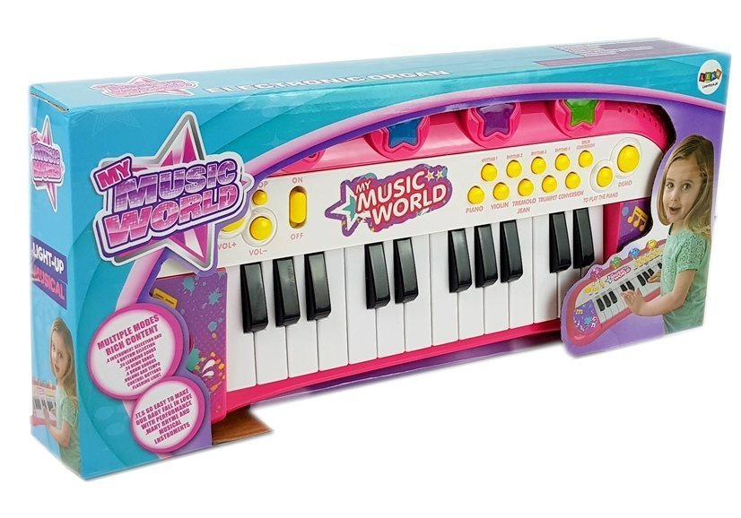 Vaikiškas pianinas 24 klavišų, rožinis 3
