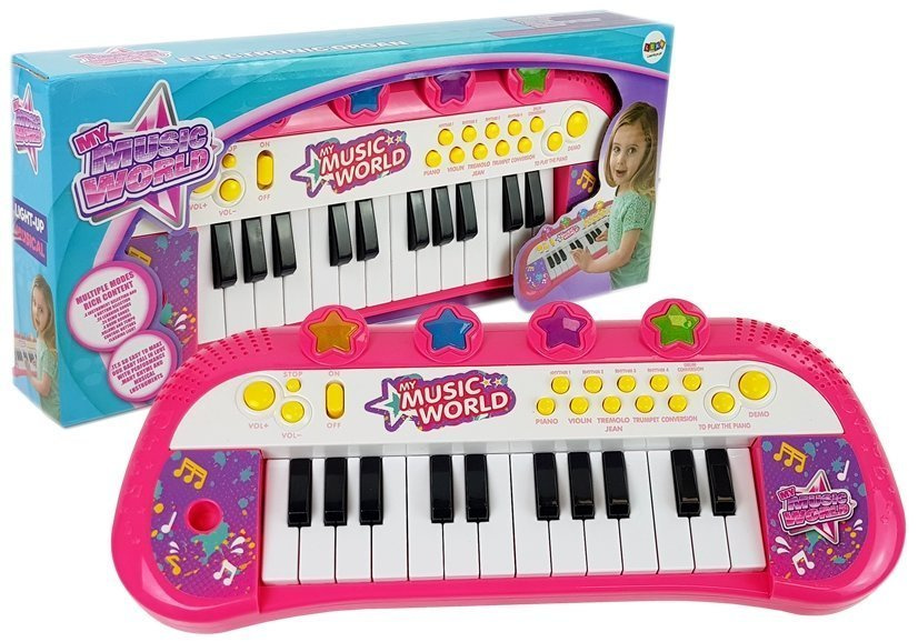 Vaikiškas pianinas 24 klavišų, rožinis