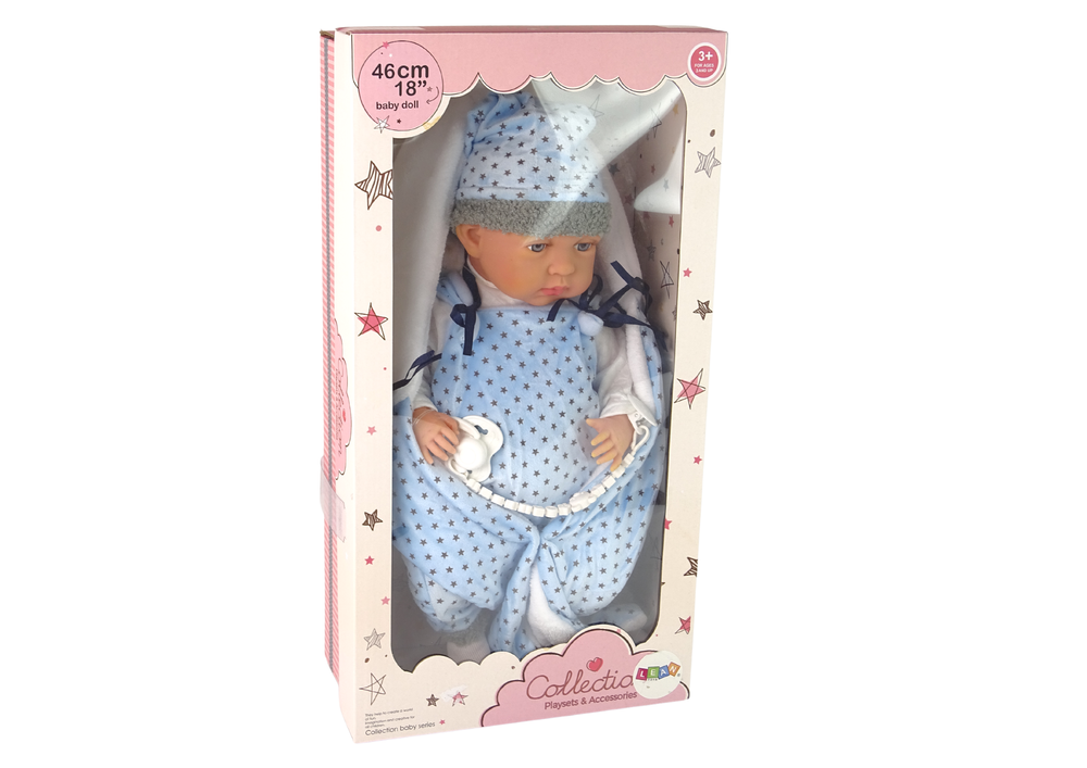 Baby doll lėlė 46 cm mėlyna lean toys