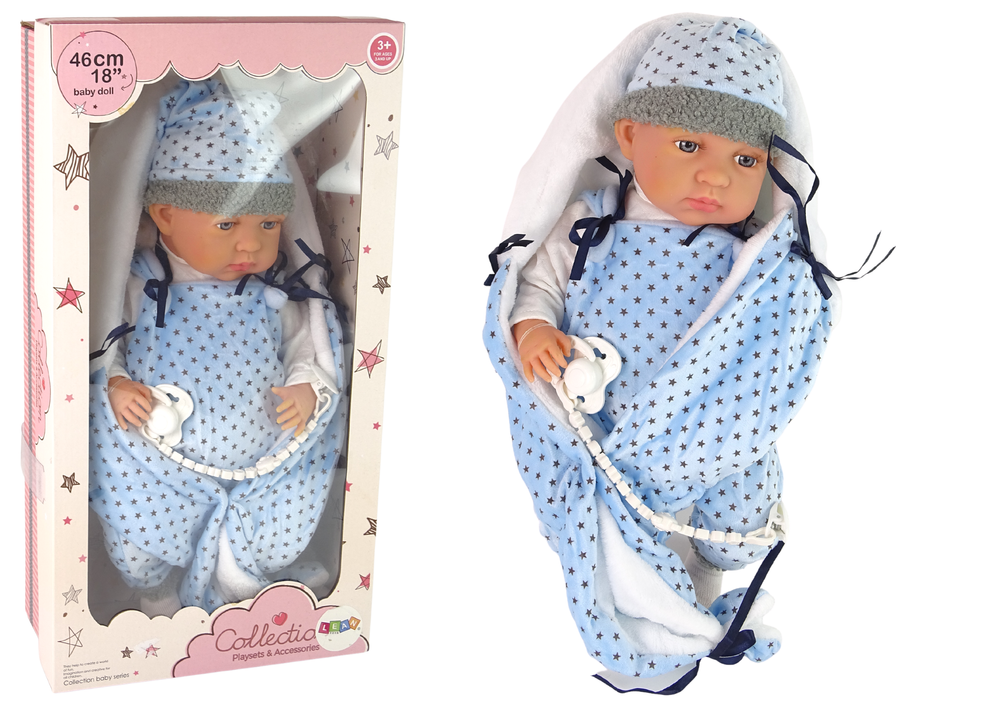 Baby doll lėlė 46 cm mėlyna lean toys