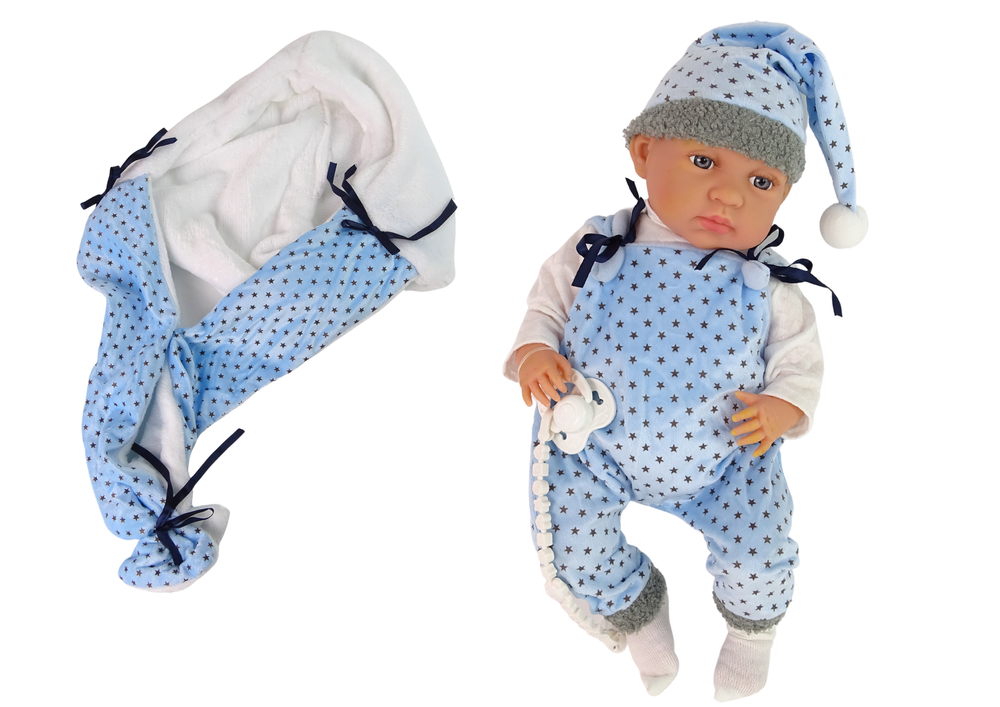 Baby doll lėlė 46 cm mėlyna lean toys