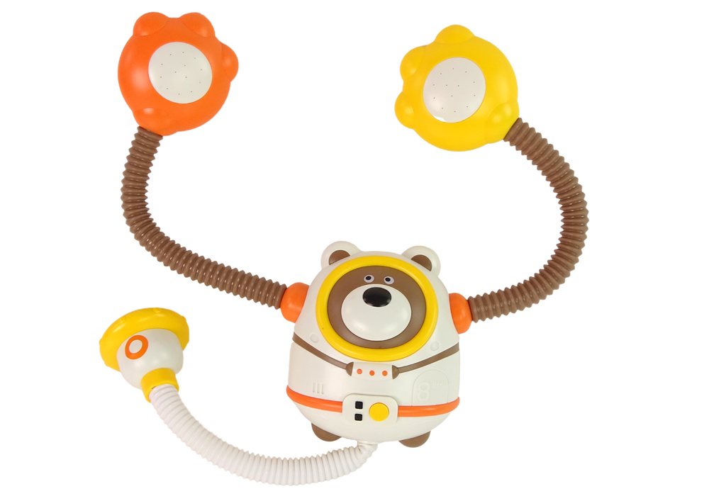 Lean toys Vonios vandens žaislinis lokys kosmonautas baterijomis valdomas dušas