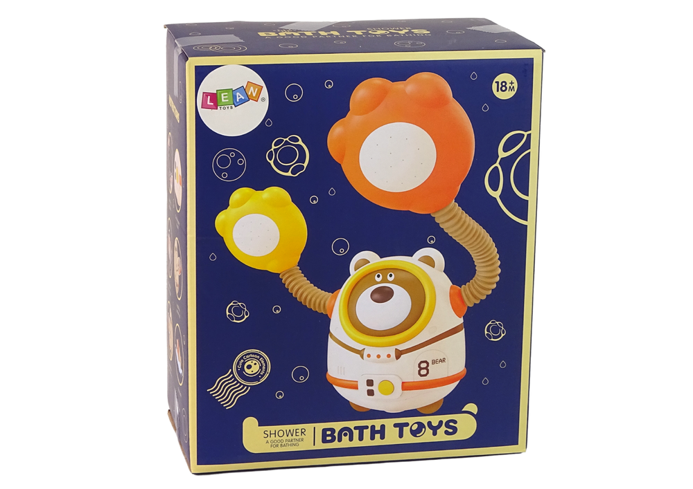 Lean toys Vonios vandens žaislinis lokys kosmonautas baterijomis valdomas dušas