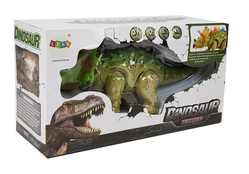 Triceratops dinozauras su baterijomis lean toys
