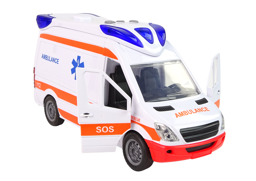 Greitosios pagalbos automobilis su garsais ir šviesomis
