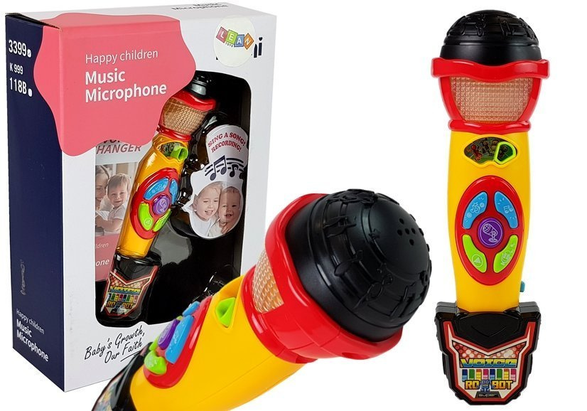 Geltonos ir juodos spalvos karaoke mikrofonas lean toys