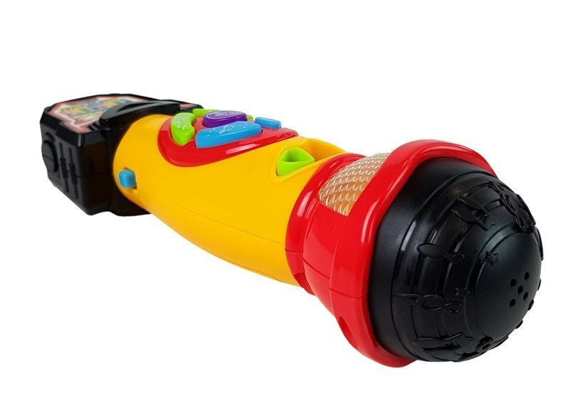Geltonos ir juodos spalvos karaoke mikrofonas lean toys
