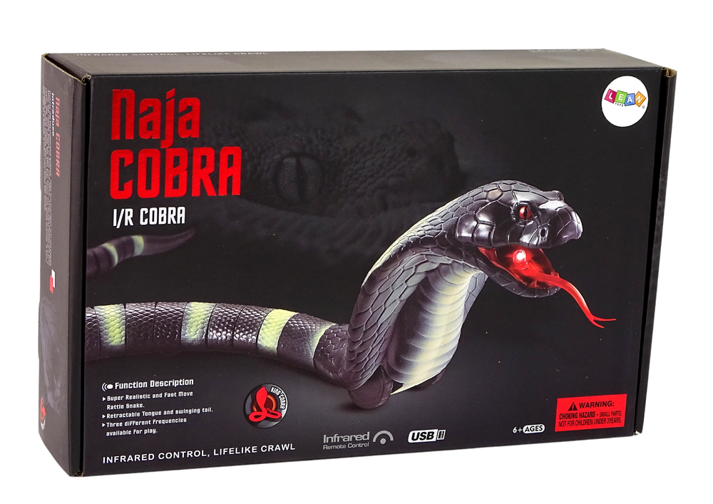 Nuotoliniu būdu valdomas kobra gyvatės žaislas, 44 cm