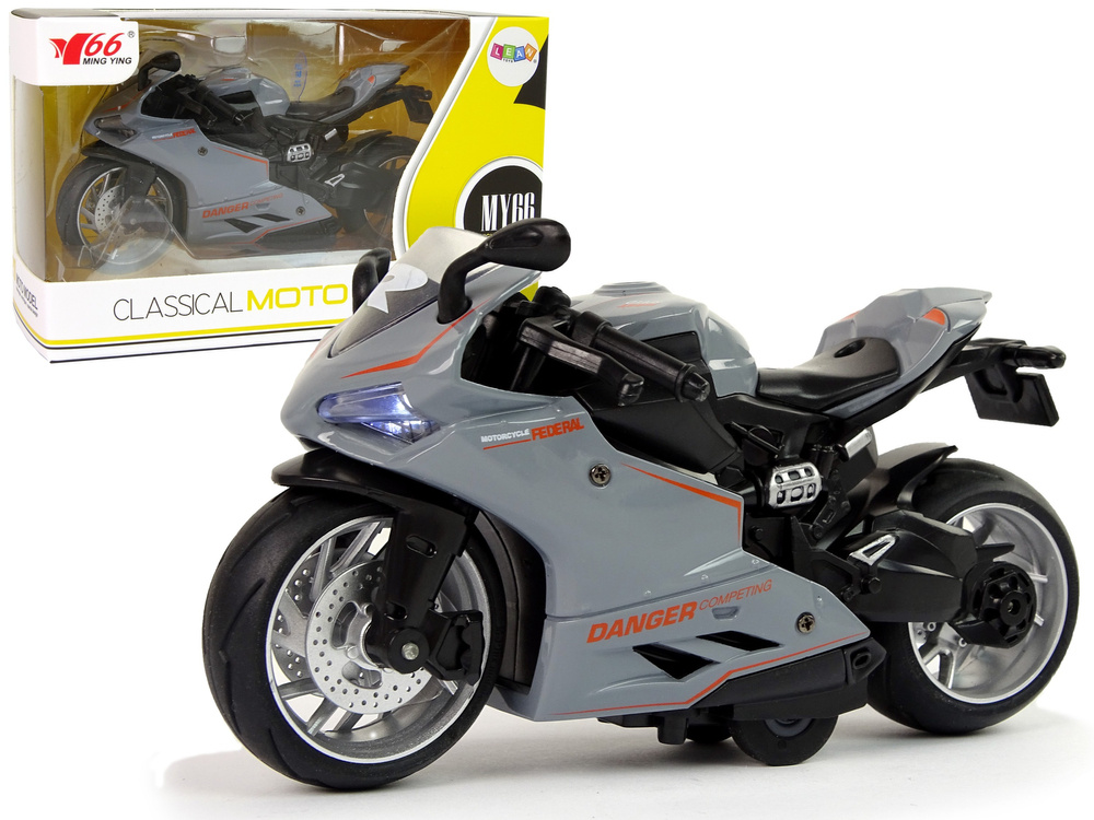 Žaislinis motociklas lean toys, pilkas