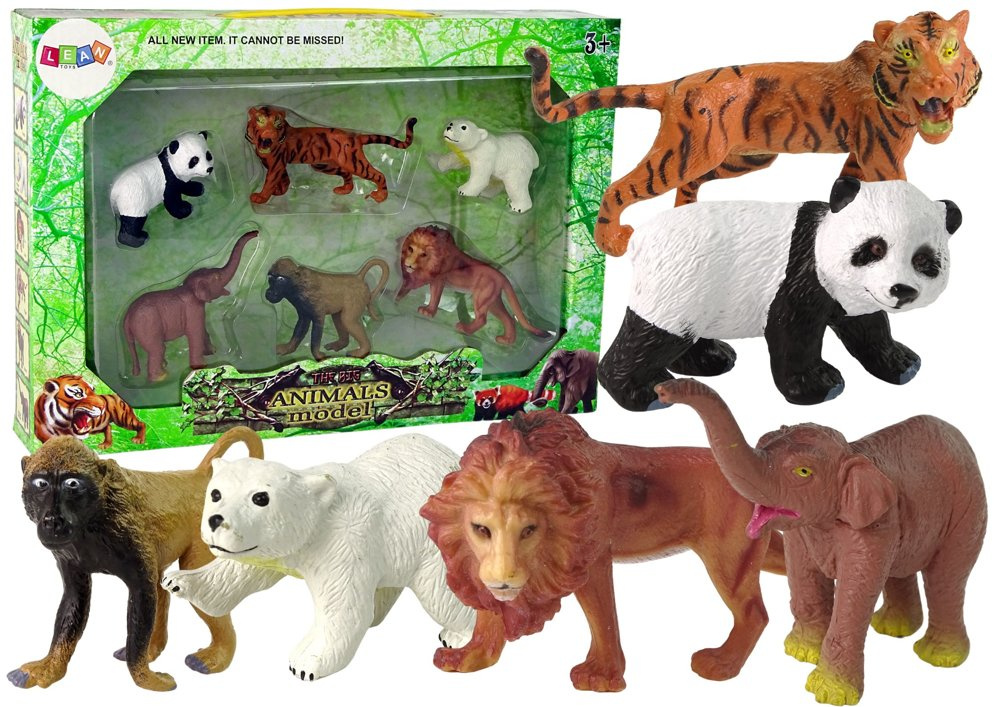 Figūrėlių rinkinys safari gyvūnai lean toys, 6 vnt.