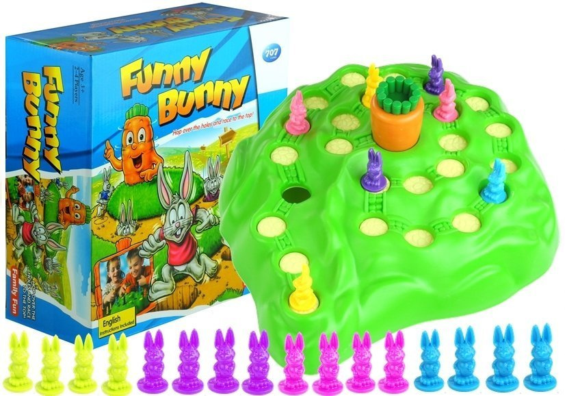 Stalo žaidimas „bunny race“ su besisukančia morka, 2-4 žaidėjams