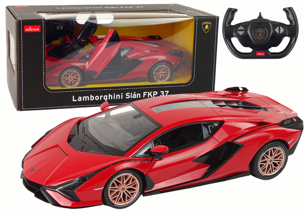 Nuotoliniu būdu valdomas automobilis r/c lamborghini sian fkp 37 rastar 1:14, raudonas