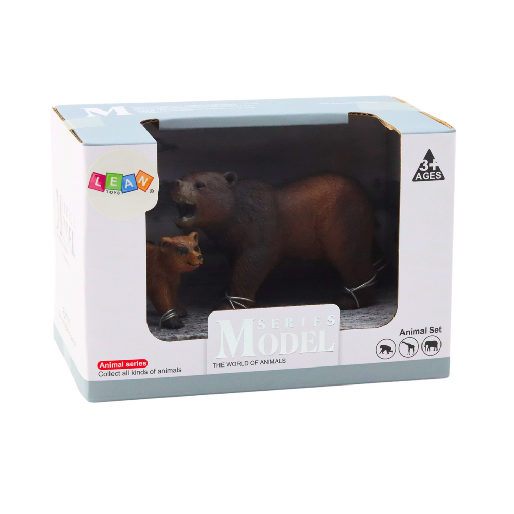 Figūrėlių rinkinys rudonasis lokys su jaunikliu lean toys