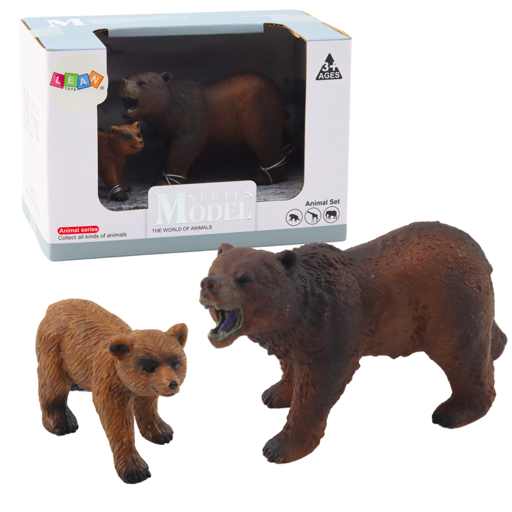 Figūrėlių rinkinys rudonasis lokys su jaunikliu lean toys