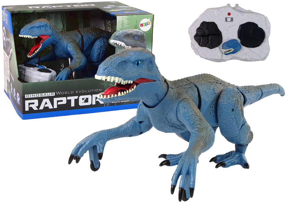 Dinozauras Leidžiantis Garsus Ir Šviesos Efektus, Valdomas Nuotoliniu Būdu, Raptor, Mėlyna